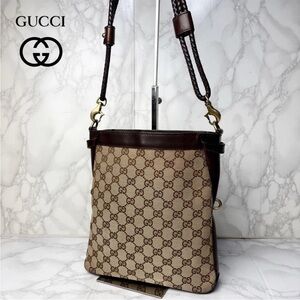 Gucci Tan and Brown Monogram Shoulder Bag